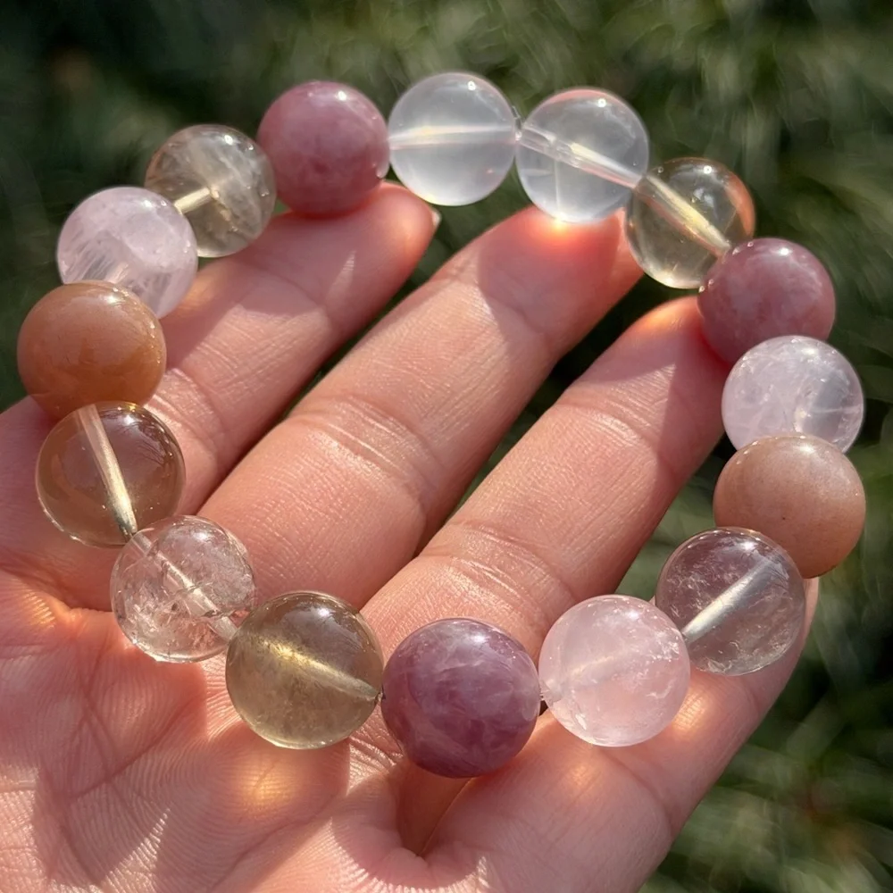 13.5mm‎ stretchable multi stone crystal bracelet 1070